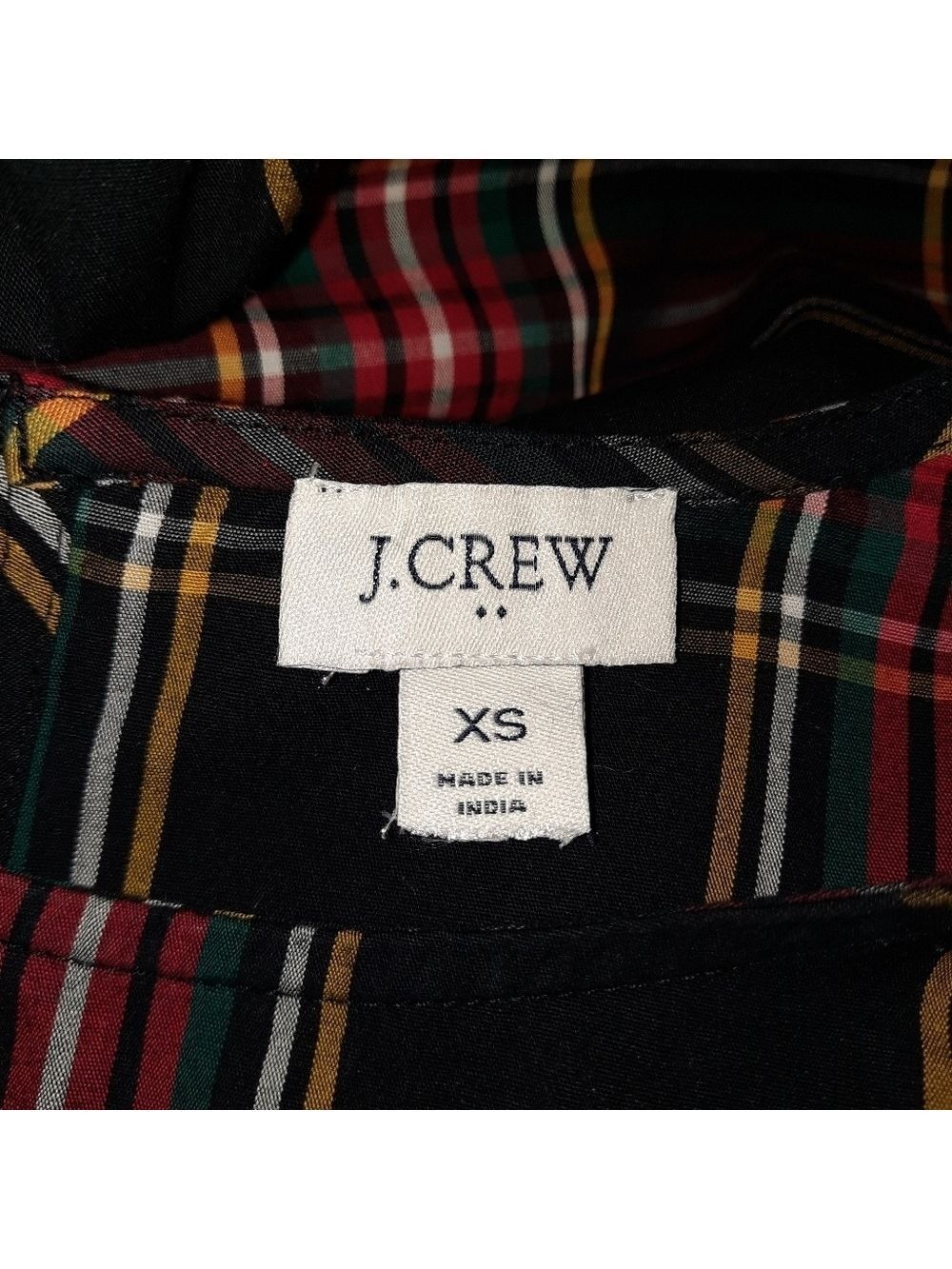 J Crew Tartan Ruffle Blouse Long Sleeve Poplin XS - Picture 5 of 7